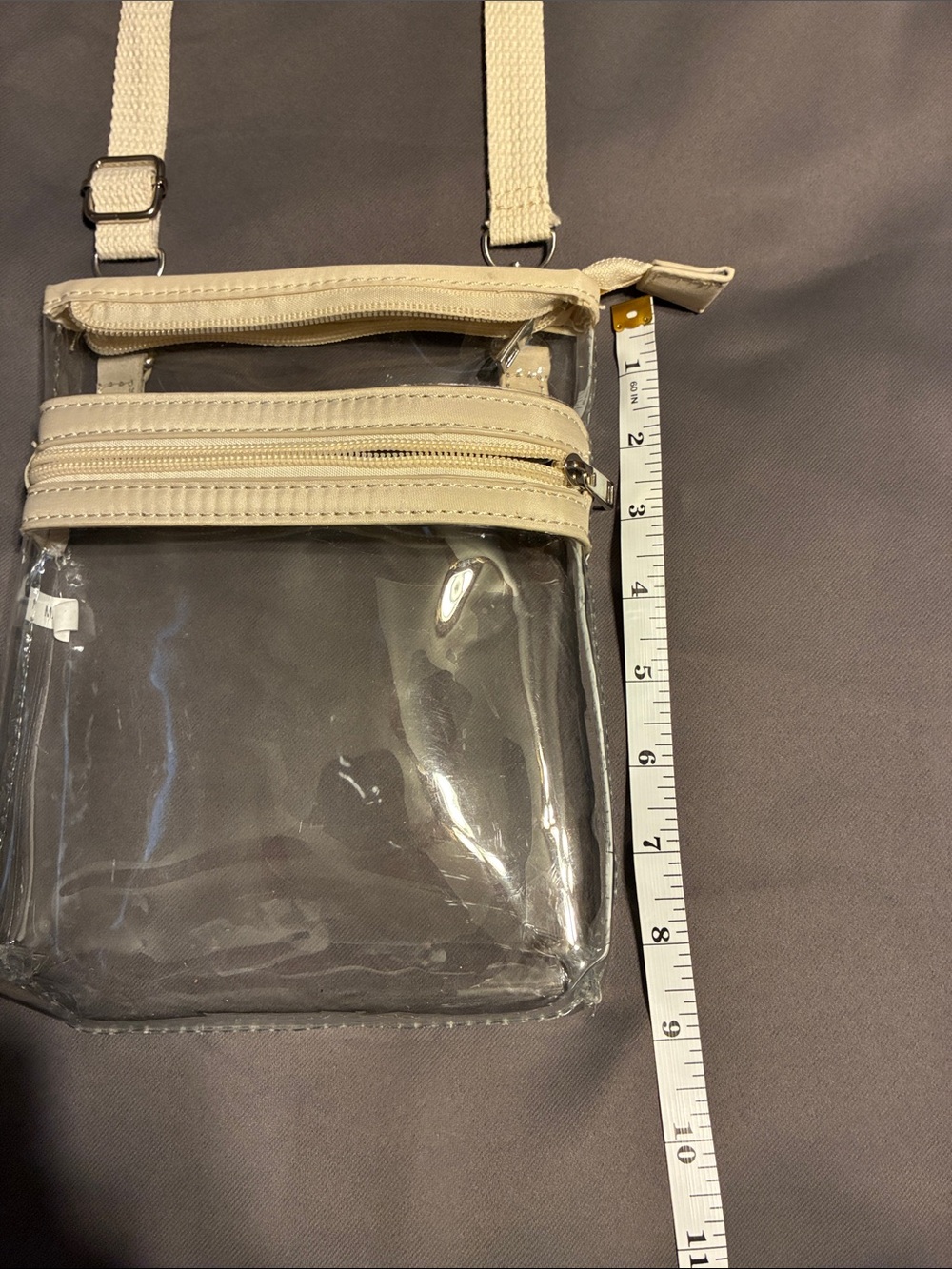 Clear Crossbody Bag with Cream Trim - Unbranded - Picture 4 of 6